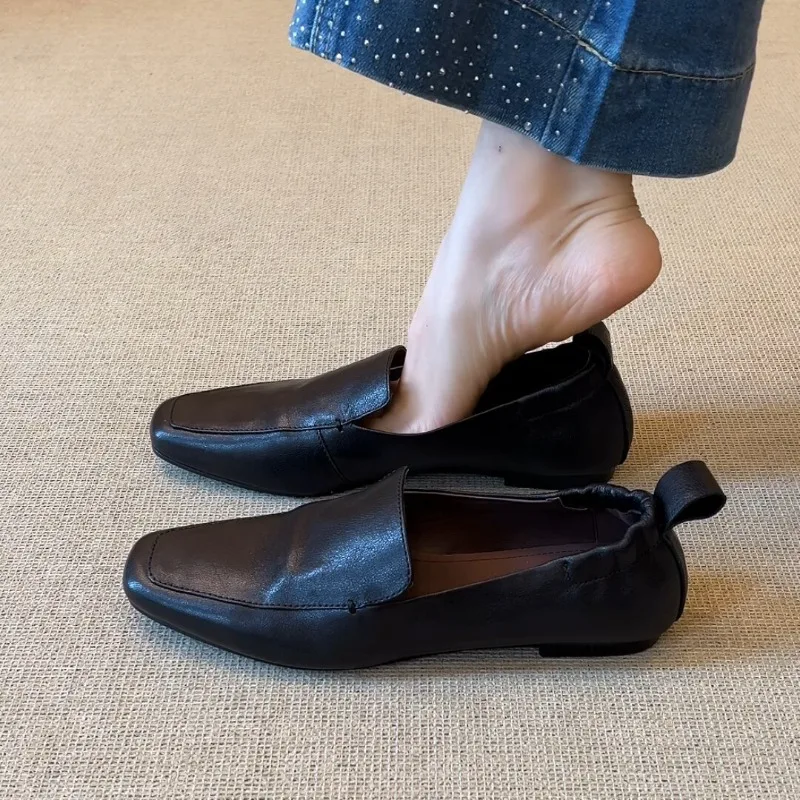 Neue Ankunft Frühling Herbst Schuhe Frauen Müßiggänger Flache Echtes Leder Schuhe Mode Damen Marke Schuhe Schwarz Braun DX723