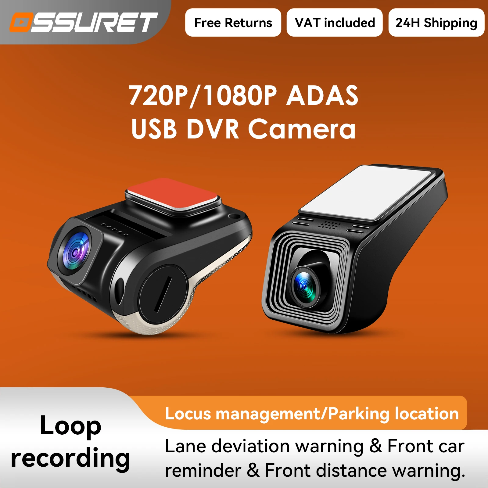 OSSURET Für Android GPS Player Auto Dash HD 1080P ADAS USB Front DVR Kamera Fahren Digitale Video Recorder Nacht version