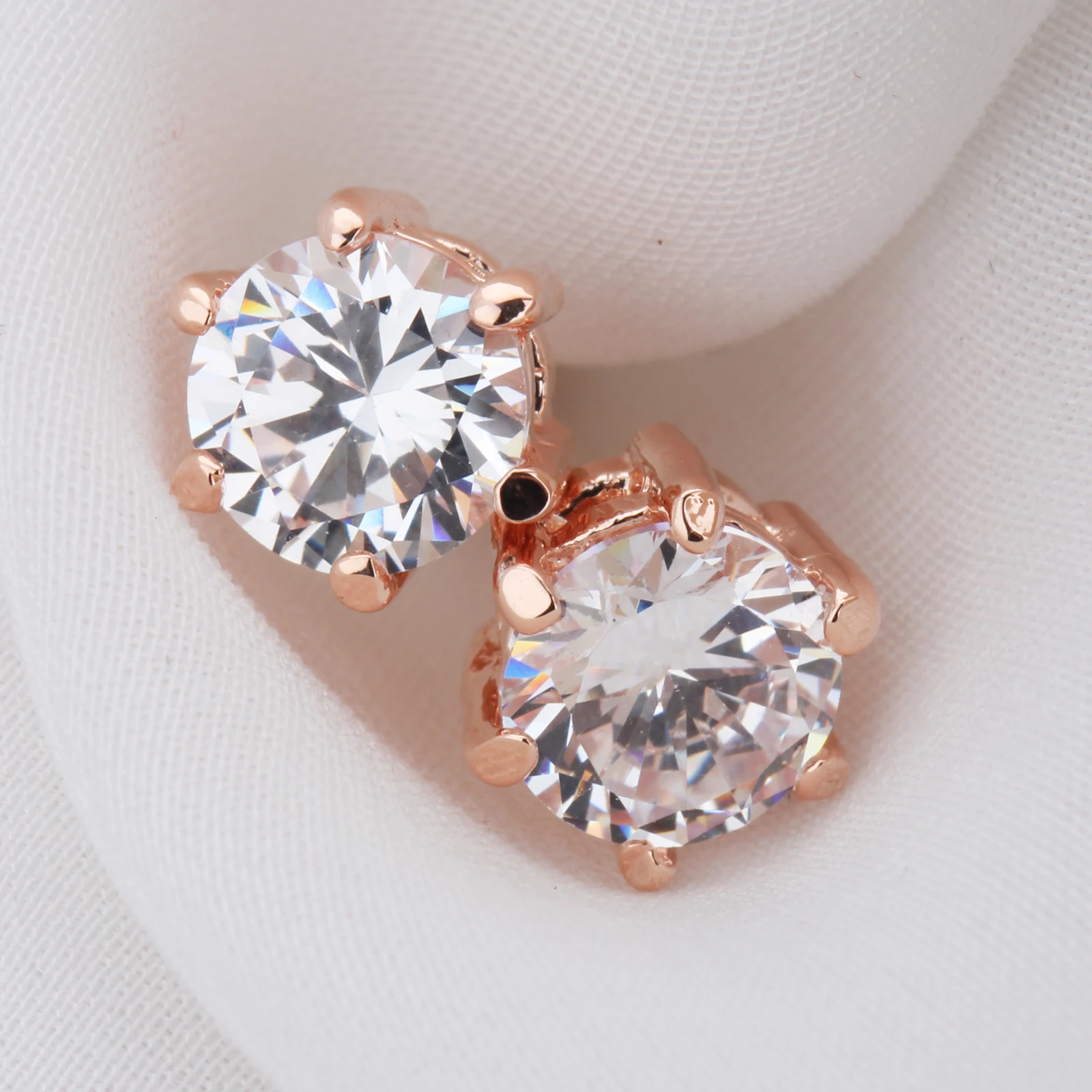 Klassische CZ Kristall Rose Gold Farbe Stud Ohrringe Für Frauen Engagement Hochzeit Schmuck Für Frauen E036 E035 Image