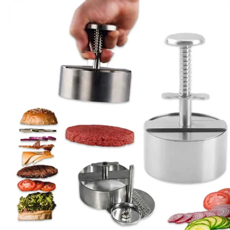 Edelstahl Antihaft Runde Manuelle Hamburger Patty Maker Presse Reis Schweinefleisch Rindfleisch Ball Form Eingestellt Küche Werkzeuge Zubehör Image