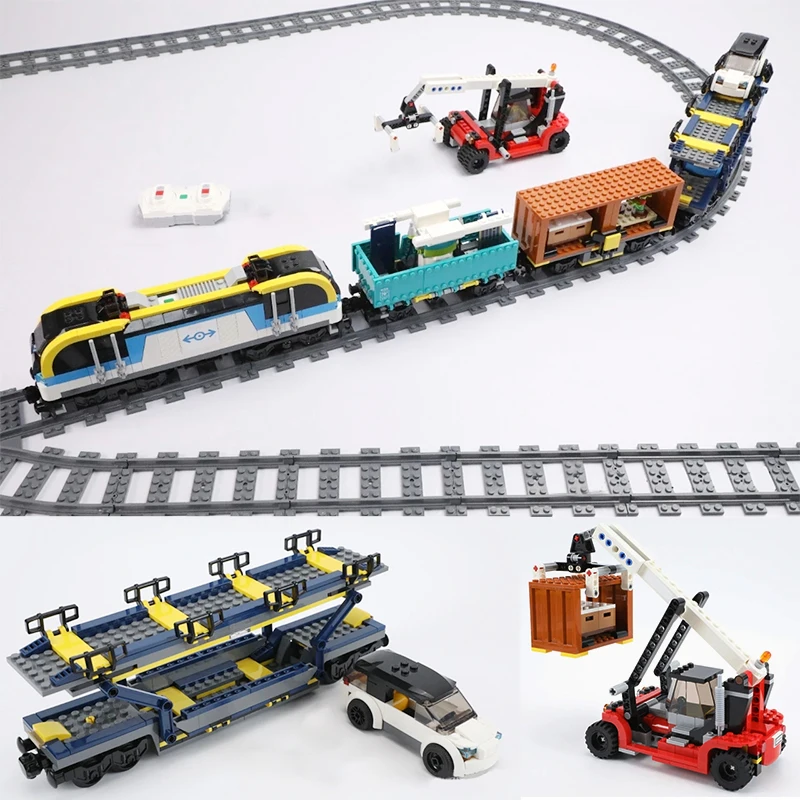 1153-teiliger City Güterzug Eisenbahn-Baukasten mit Motormodul, 6 Figuren, MOC-Bausteine, Spielzeug-Geschenk für Jungen, Erwachsene und Freunde Image