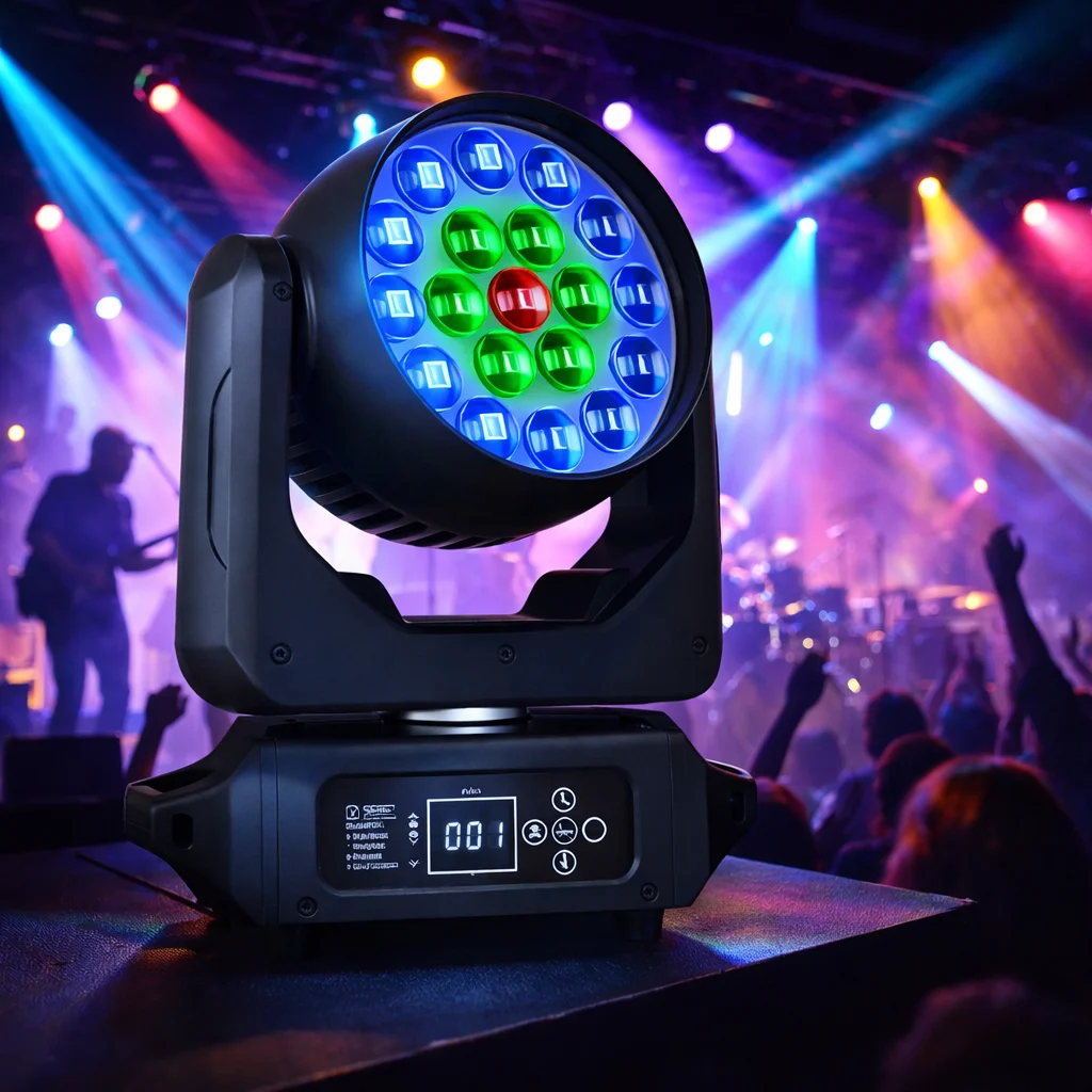 JOYINLED Moving Head Lights 19X15W LED Wash Zoom Light mit CTO ECO & RGBW DMX-Steuerung, Beam-Ring-Effekt, ideal für DJ-Disco-Shows Image