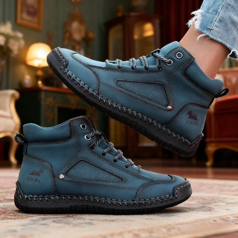 Frauen Nude Stiefel High Top Retro Anti Slip Arbeitsschuhe Outdoor Schuhe Weiche Homme Klassische Knöchel Rutschfeste Wohnungen Mokassin Turnschuhe Image