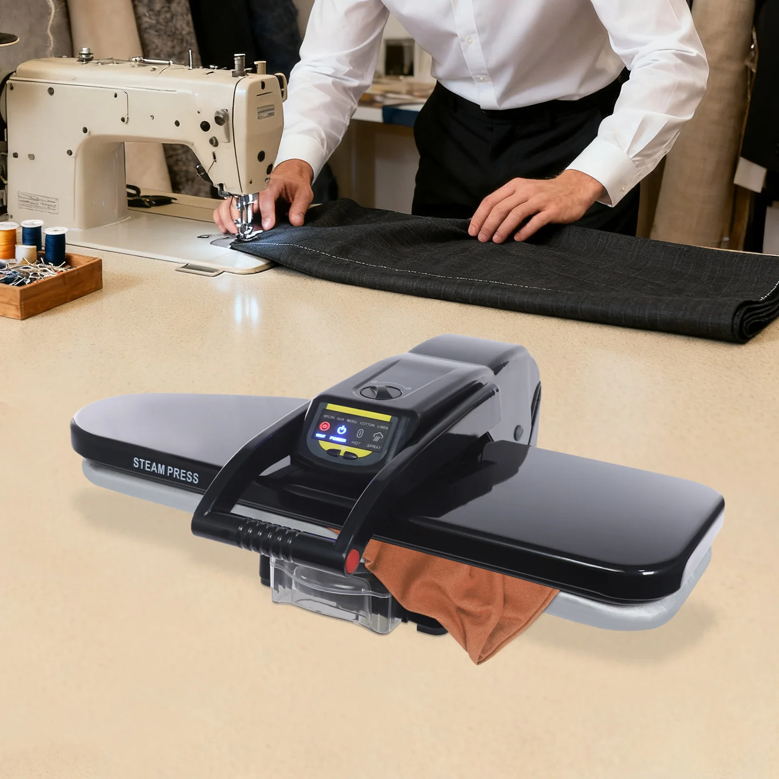 Machine à repasser à vapeur intelligente 1600W, fer à vapeur à écran tactile 66cm/26 pouces, 5 vitesses pour repasser les vêtements, les draps