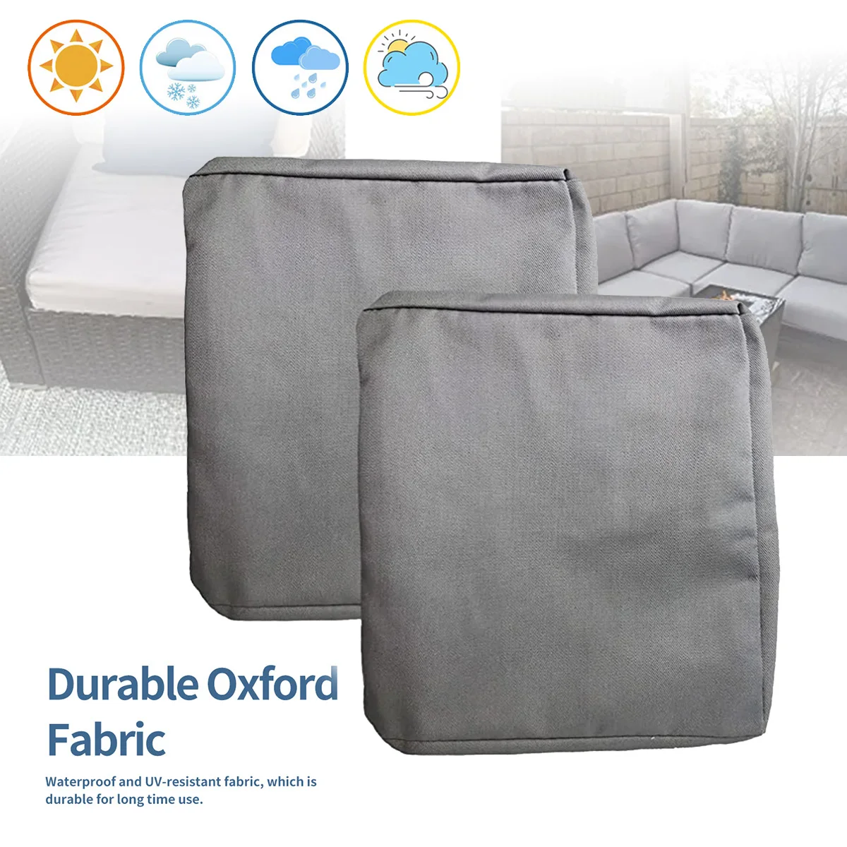10 Größen Terrassenstuhl-Sitzbezüge, Winddicht, Wasserabweisende Terrassenkissen-Überzüge, Ersatz-Terrassenkissenbezüge 600D Image