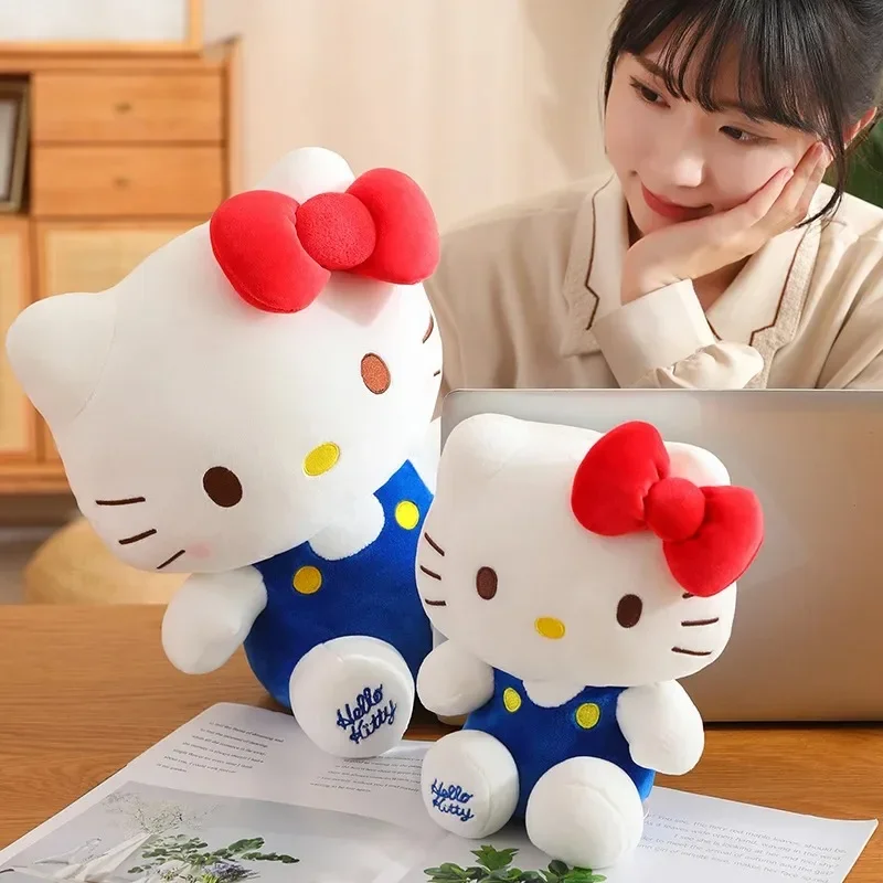 Sanrio Hello Kitty Anime Hello Kitty Stofftiere, weiches Kissen, Geburtstagsgeschenke für Mädchen, Kawaii Hello Kitty Plüschpuppen