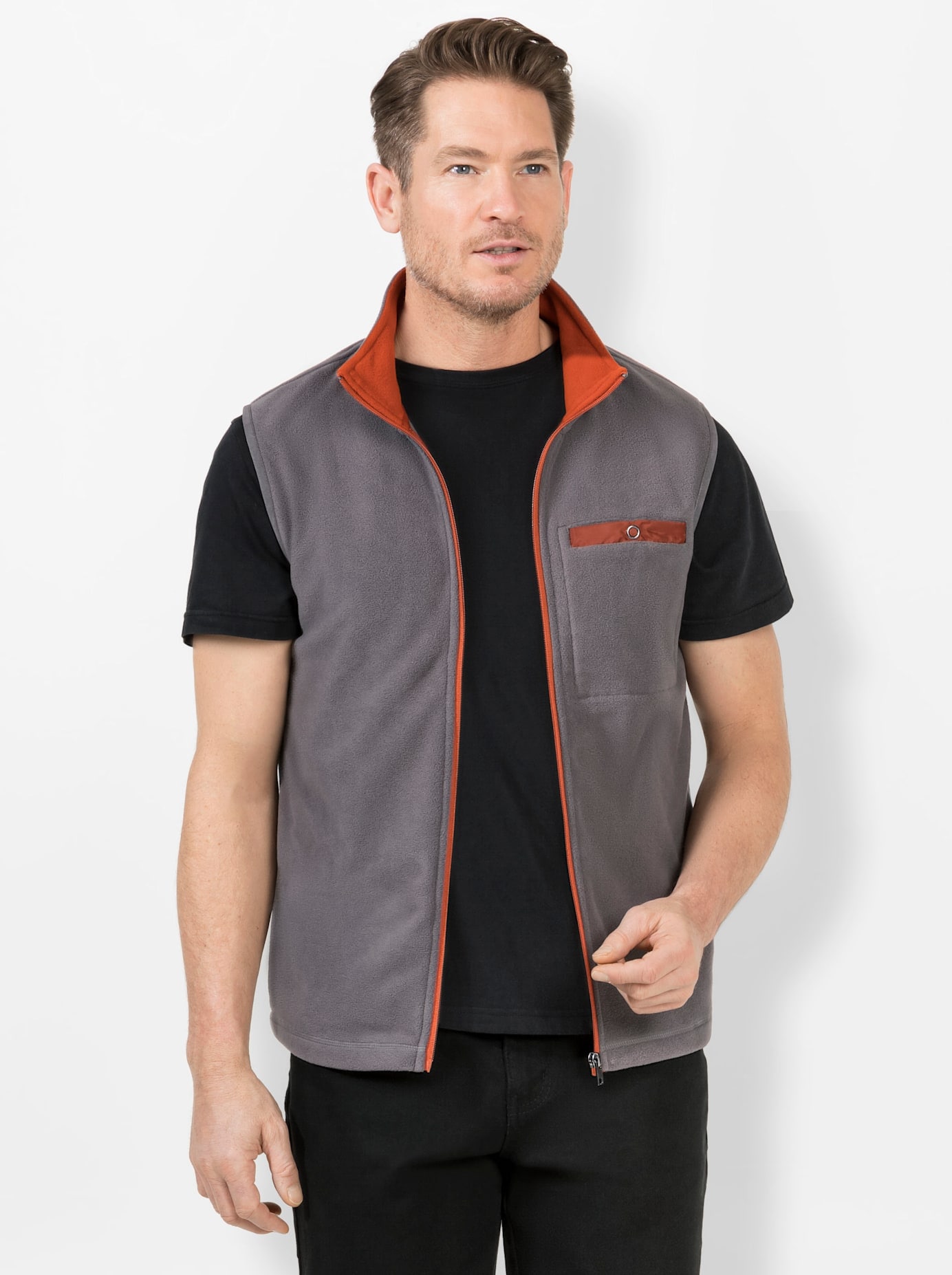 Fleecejacke CATAMARAN, Herren, Gr. 48/50, grau (anthrazit), 100% Polyester, unifarben, Jacken Fleecejacke