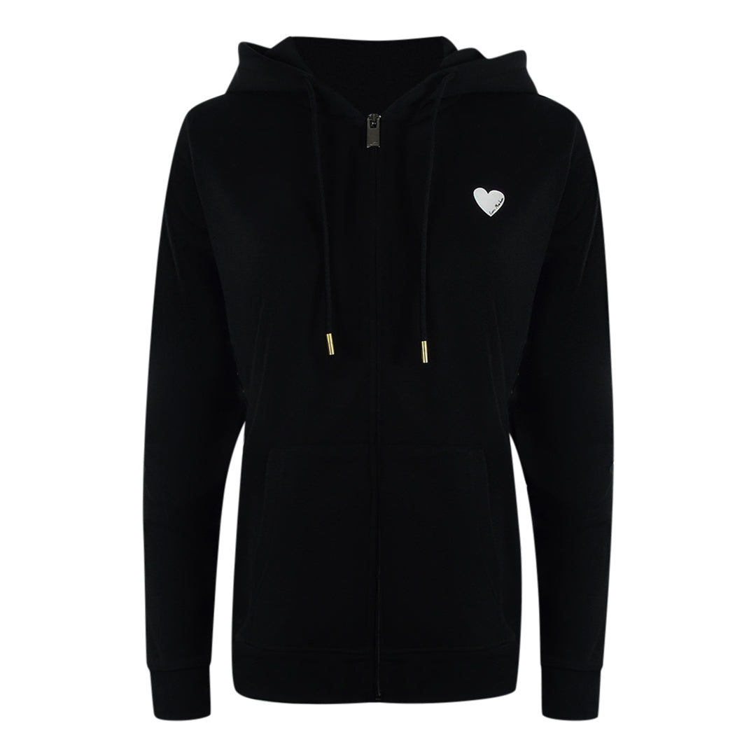 Love Moschino Kapuzenpullover Mit Kleinem Weißen Herzlogo, Schwarz, Mit Reißverschluss