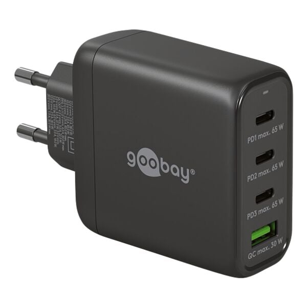goobay Multiport-Schnellladegerät GaN 3x USB-C PD / 1x USB-A QC 68 W weiß, 2.95x6.1x9.9 cm Image