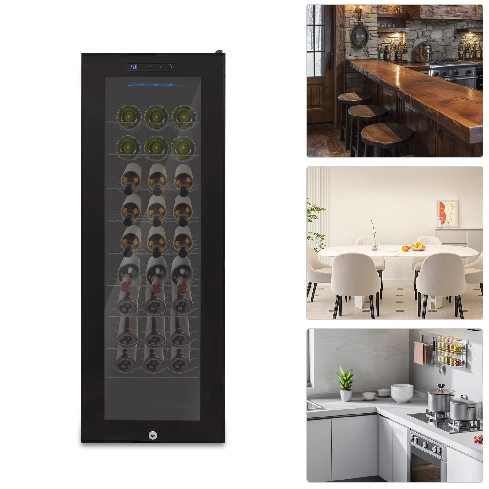 Réfrigérateur à vin 80W 76L, 9 niveaux, noir, pour le stockage du vin dans les salons, les bureaux, les cuisines, les bars