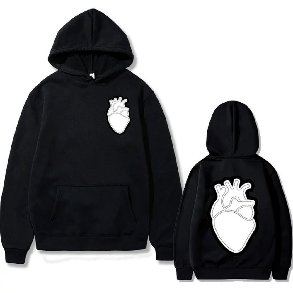Qlf Only Family Pnl Herren-Sweatshirt mit Herz-Print für Frühling und Herbst, modisch, lässig, vielseitig, mit Kapuze Image