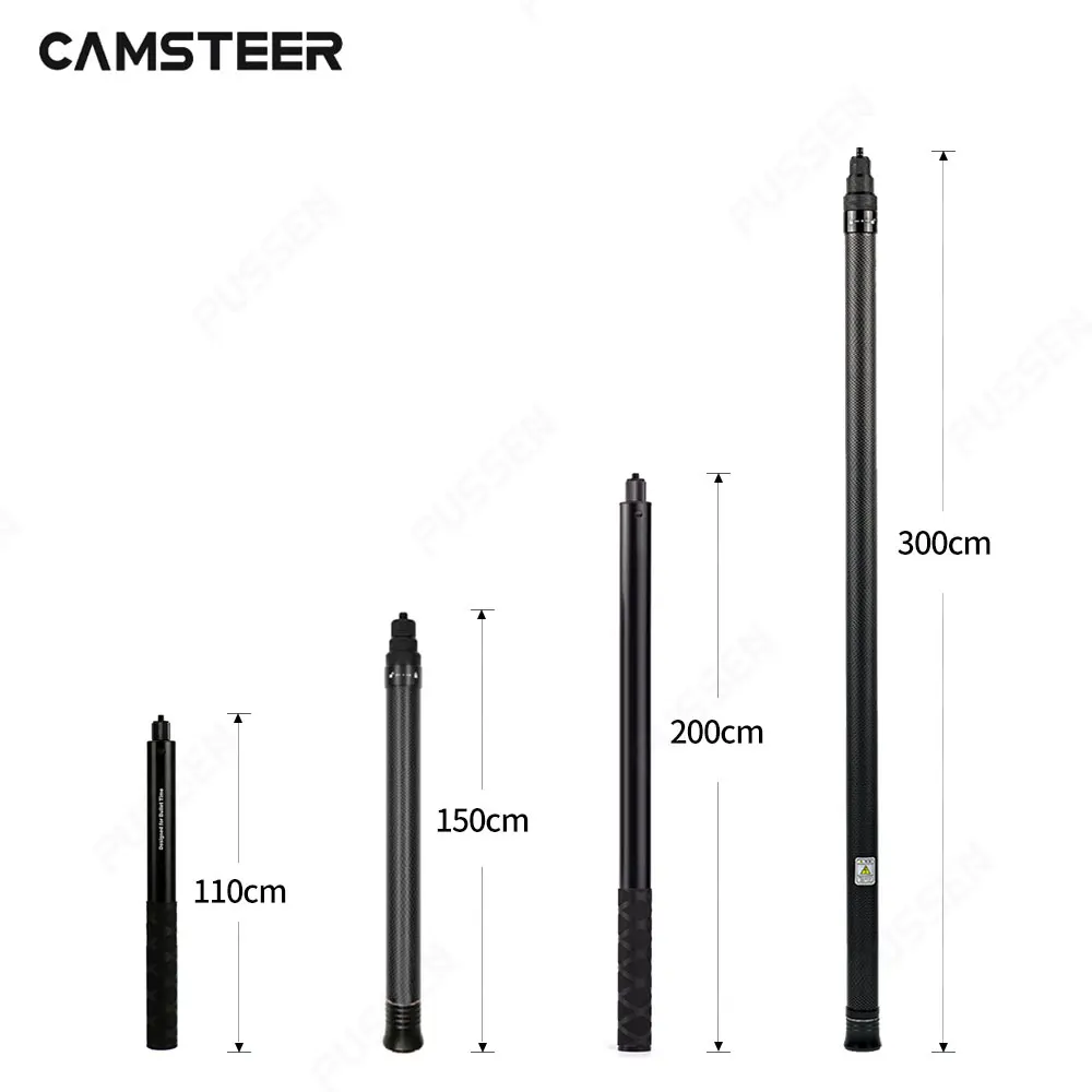 3M 2M 1,5 M 1,1 M Selfie Stick Carbon Fiber Erweiterbar Handheld Monopod für GoPro Hero Max 10 9 8 7 6 5 Osmo Action Insta360 Image