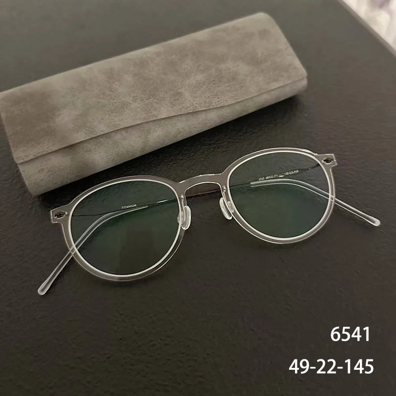 Dänemark Handgefertigte 6541, runde, ovale, schraubenlose Brillenfassungen, ultraleichte Titan-Acetat-Brillen, modische Brillen für Männer und Frauen, neu Image