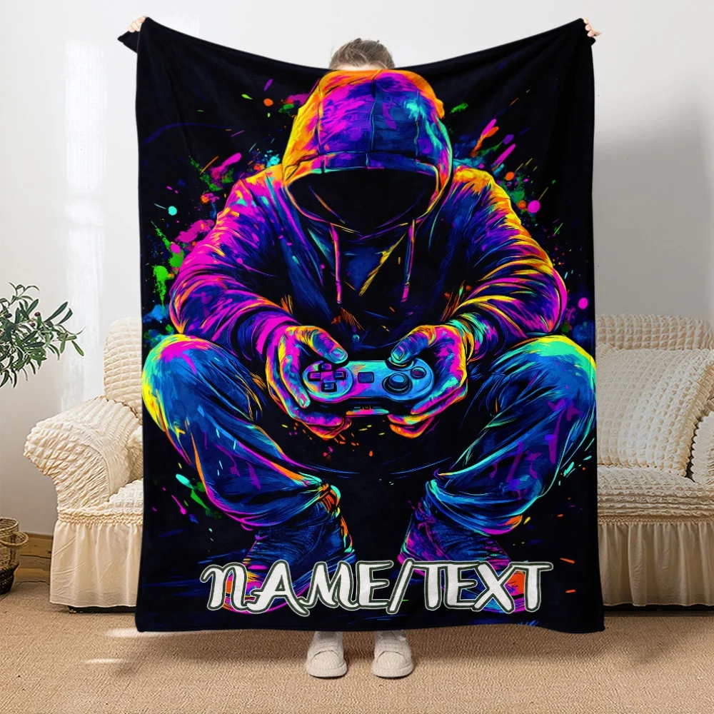 1 Stück individuelle Gaming-Controller-Decke, lebendiger Digitaldruck-Flanell für Gamer, weich, leicht, perfekt für die Reisen von Sofabett Image
