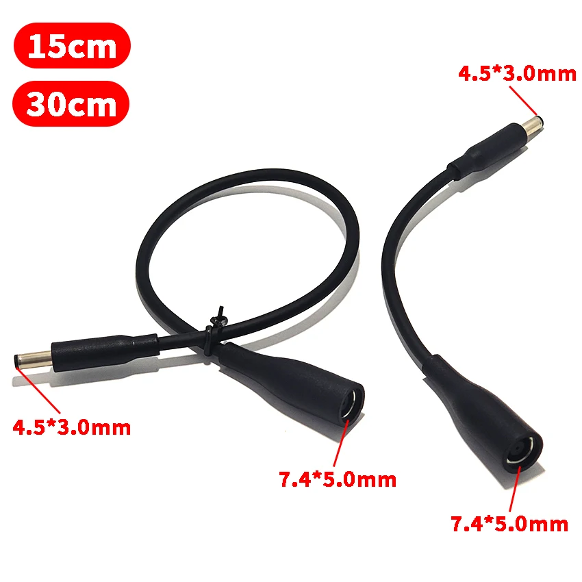 Für Dell Laptop DC Stromadapter-Kabel, Großer 7,4x5,0mm Buchse auf 4,5x3,0mm Stecker mit Nadel, 15cm 30cm Image