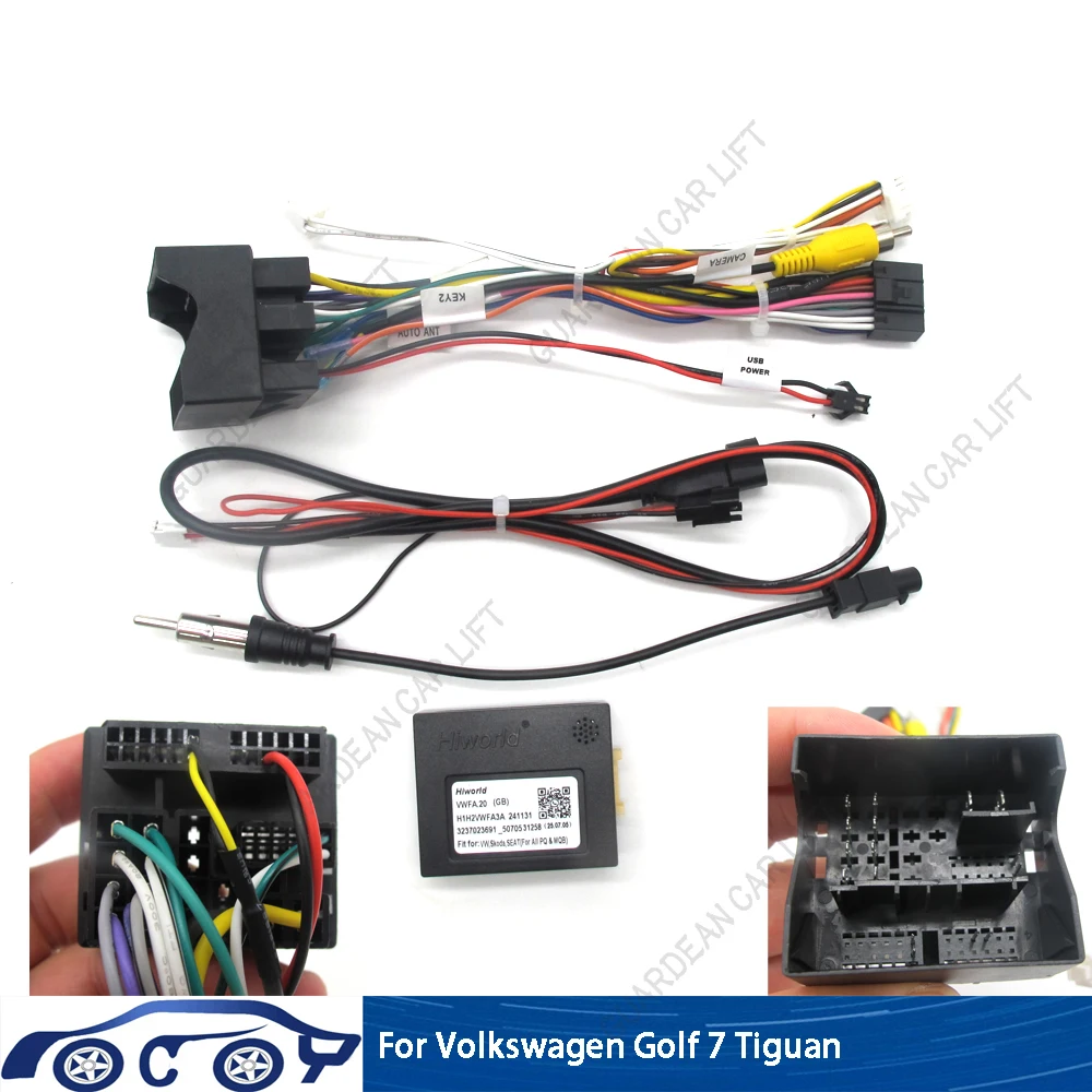 Auto 16 pin Kabelbaum Adapter Canbus Box Decoder Android Radio Power Kabel Für Volkswagen Golf 7 Tiguan Hiworld canbus Image