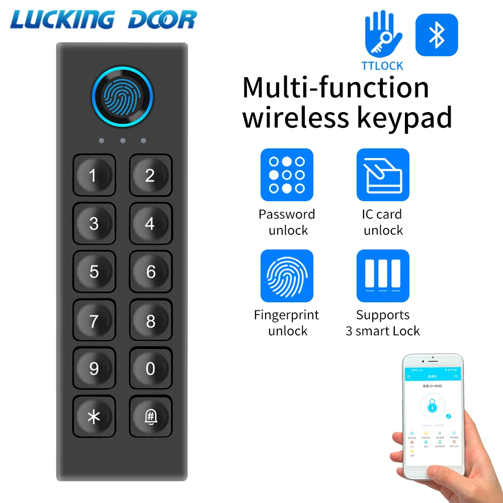 TTLOCK APP Fingerabdruck Drahtlose Digitale Tastatur Zugangskontrollsystem WIFI 13,5 Hz Bluetooth Smart Türöffner ​ Image