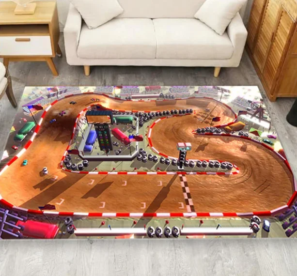 3D Racetrack Zimmer Teppich rutschfeste Auto Spielmatte Wohnzimmer Schlafzimmer Home Decor Teppich Image