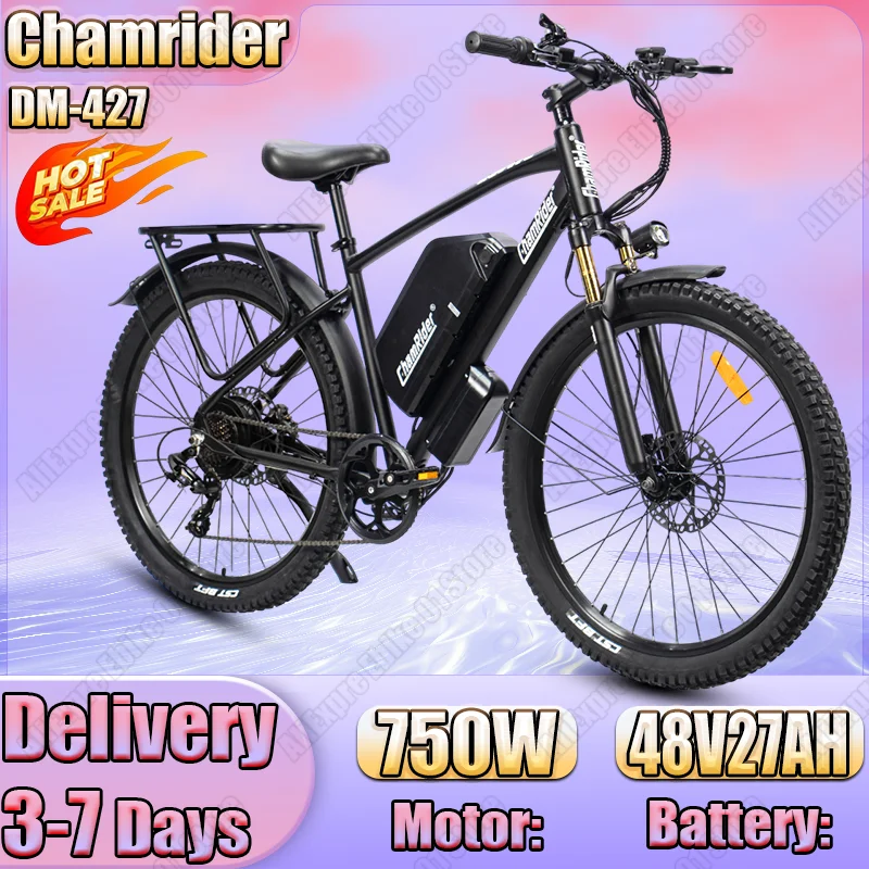 ChamRider Elektrofahrrad 750W Motor 48V27AH Lithium-Batterie Hydraulische Bremse Elektrofahrrad für Erwachsene 27,5 Zoll Offroad-Reifen E-Bike Image