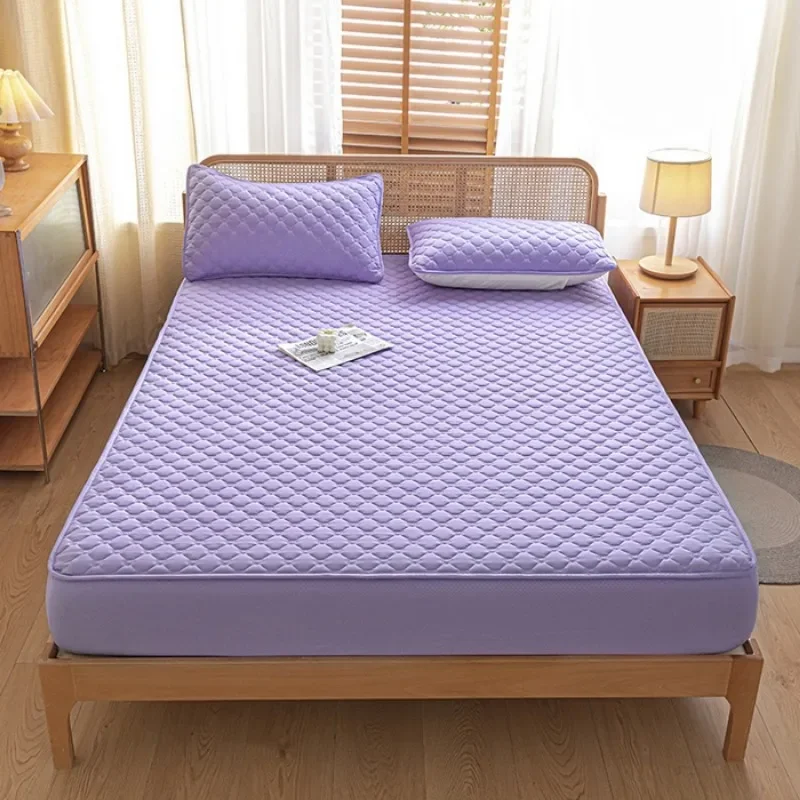 Wasserdichtes Baumwoll-Spannbettlaken, Anti-Milben-Matratzenschoner, weicher, atmungsaktiver Matratzenbezug, Queen-Spannbettlaken, 140/160 x 200 cm Image