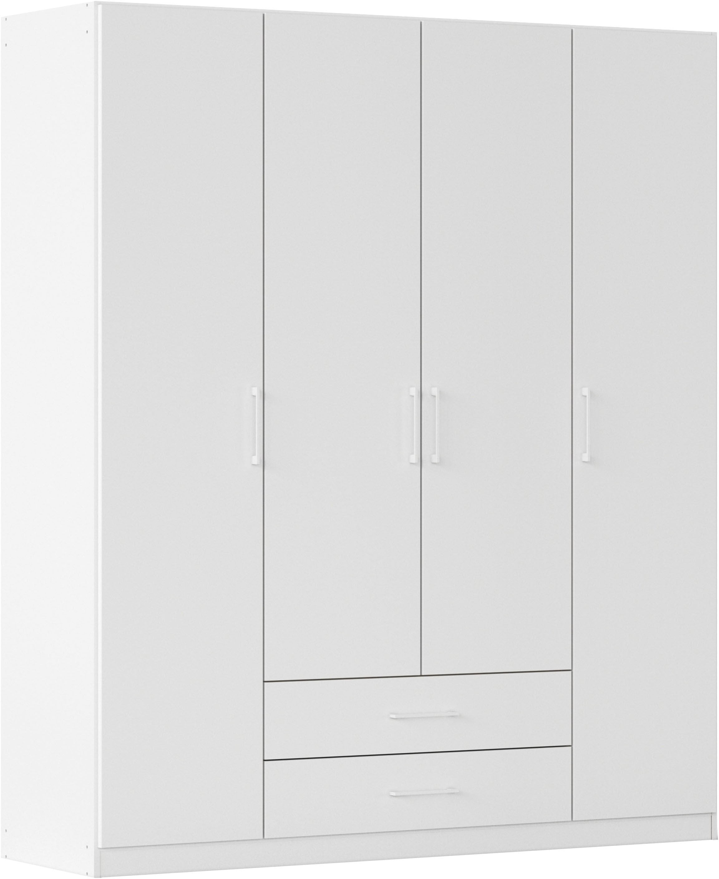 Drehtürenschrank RAUCH "Kleiderschrank Garderobe GAMMA Breiten 91/136/181/226/271/315/360 cm", alpinweiß, griffe weiß, B:181cm H:210cm T:54cm, Holzwerkstoff, Schränke, Drehtürenschrank, mit Schubladen, verschiedene Griff-Varianten TOPSELLER MADE IN... Image