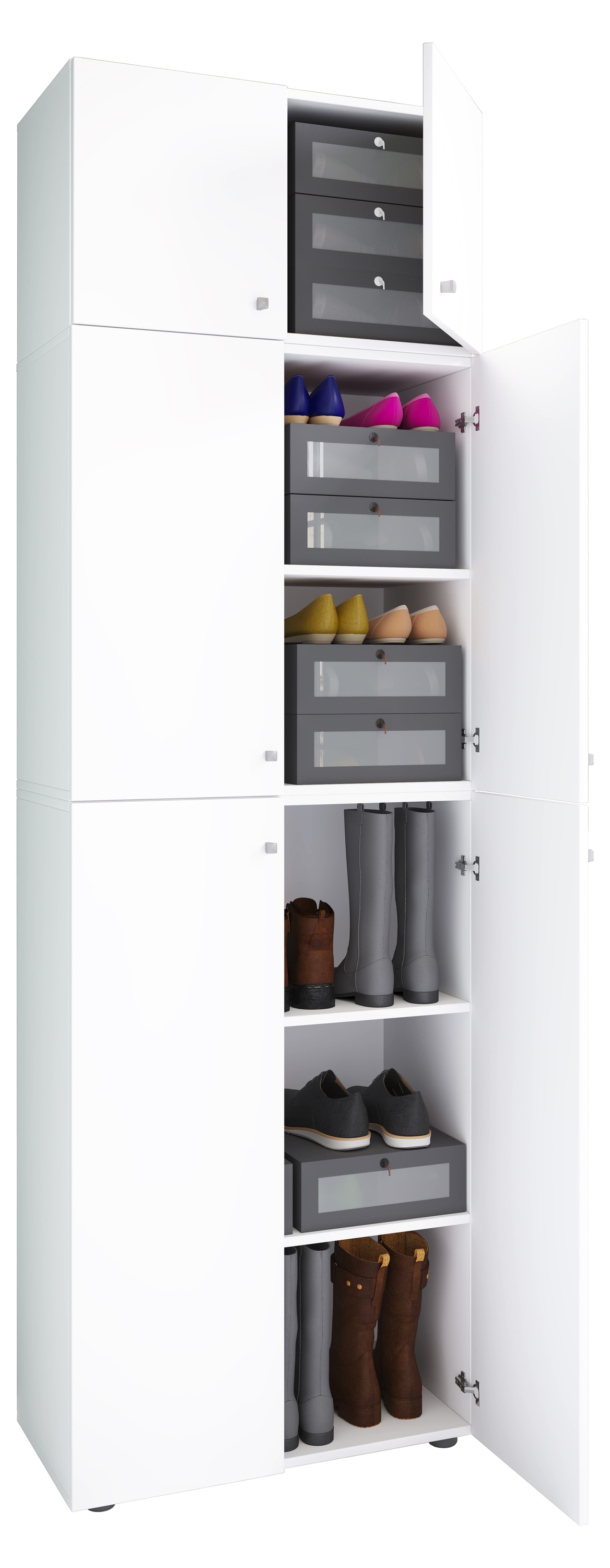Schuhschrank VCM "XXL Schuhschrank Kleiderschrank Schrank Lona 5f A", weiß, B:70cm T:39cm, Obermaterial: 100% Holz Wood., Schränke, Schuhschrank Image