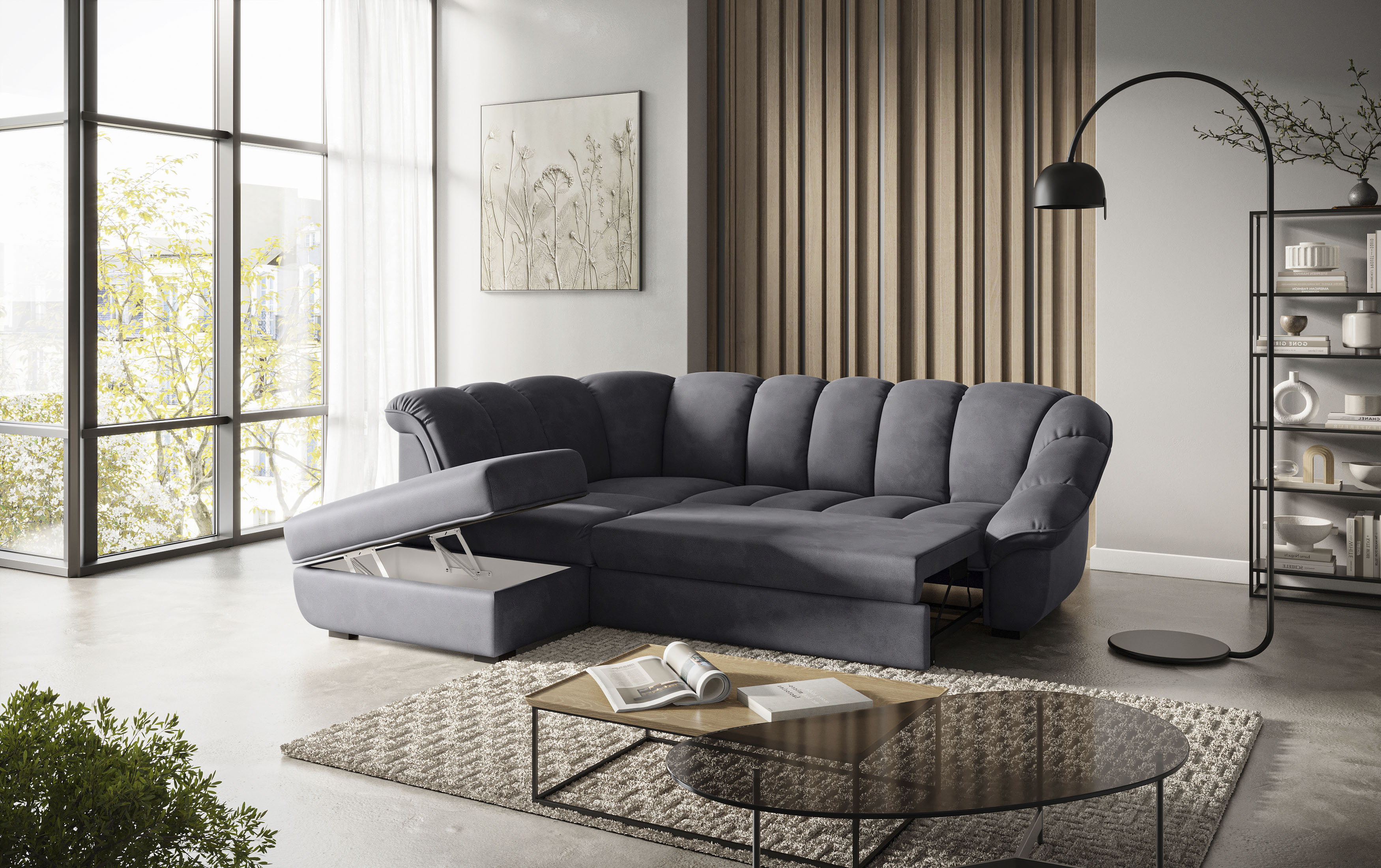 Ecksofa COTTA "Mado, Breite 260 cm", lava, B:260cm H:88cm T:104cm, 100% POLYESTER (PES), Sofas, Ecksofa, verschiedene Sofas individuell kombinierbar Image
