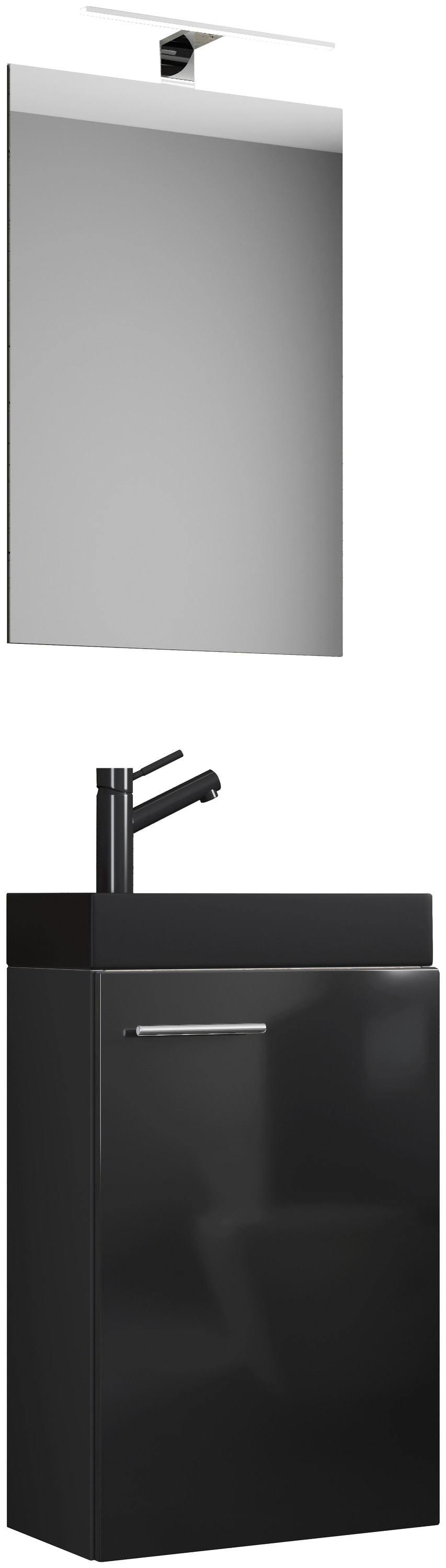 Waschtisch VCM "3tlg Waschtisch Slito SP Toilette schmal Schwarz", schwarz, B:41cm T:22cm, Schränke, Waschtisch Image