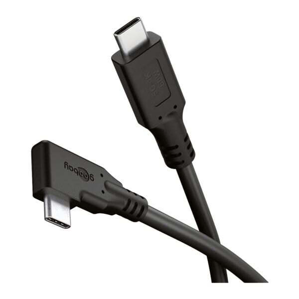 goobay USB-C-Kabel 90° 60 W schwarz 1 m schwarz Image