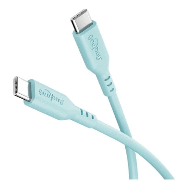 goobay USB-C Silikonkabel USB-C 60 W 1,5 m türkis Image