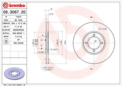 Brembo Bremsscheibe [Hersteller-Nr. 08.3067.20] für Toyota Image