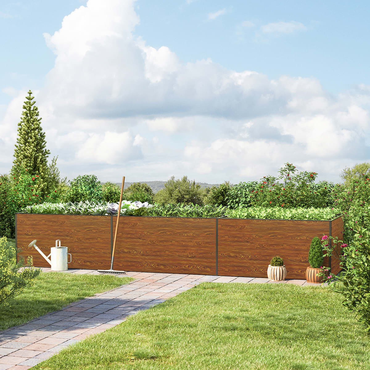 444 x 77 x 77 cm Hochbeet, Holzoptik - (GFPV00418) Image