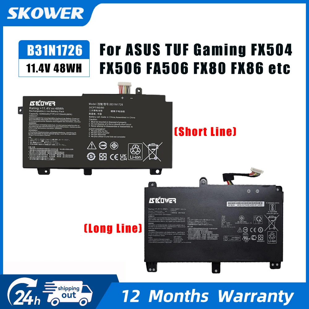48Wh B31N1726 Akku für Asus FX80 FX86 TUF FX504 FX504G FX504GD FX504GE FX504GM FX505 FX505DT FX505DV A15 FA506IU A17 FA706 Image