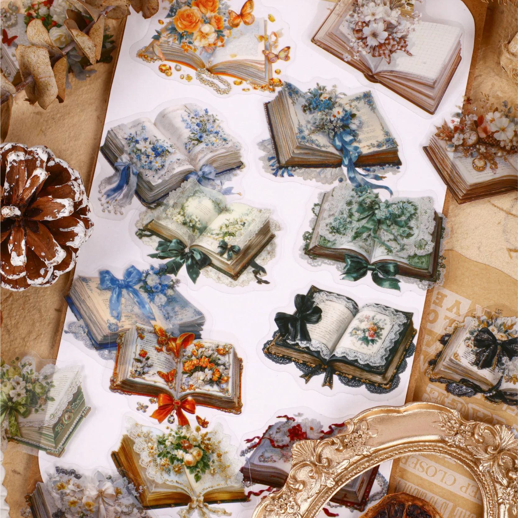 20 Stück Buch-Themen-Aufkleber-Set Vintage Handkonto-Tagebuch Scrapbooking-Material Collage Dekorative Selbstklebende Aufkleber Image