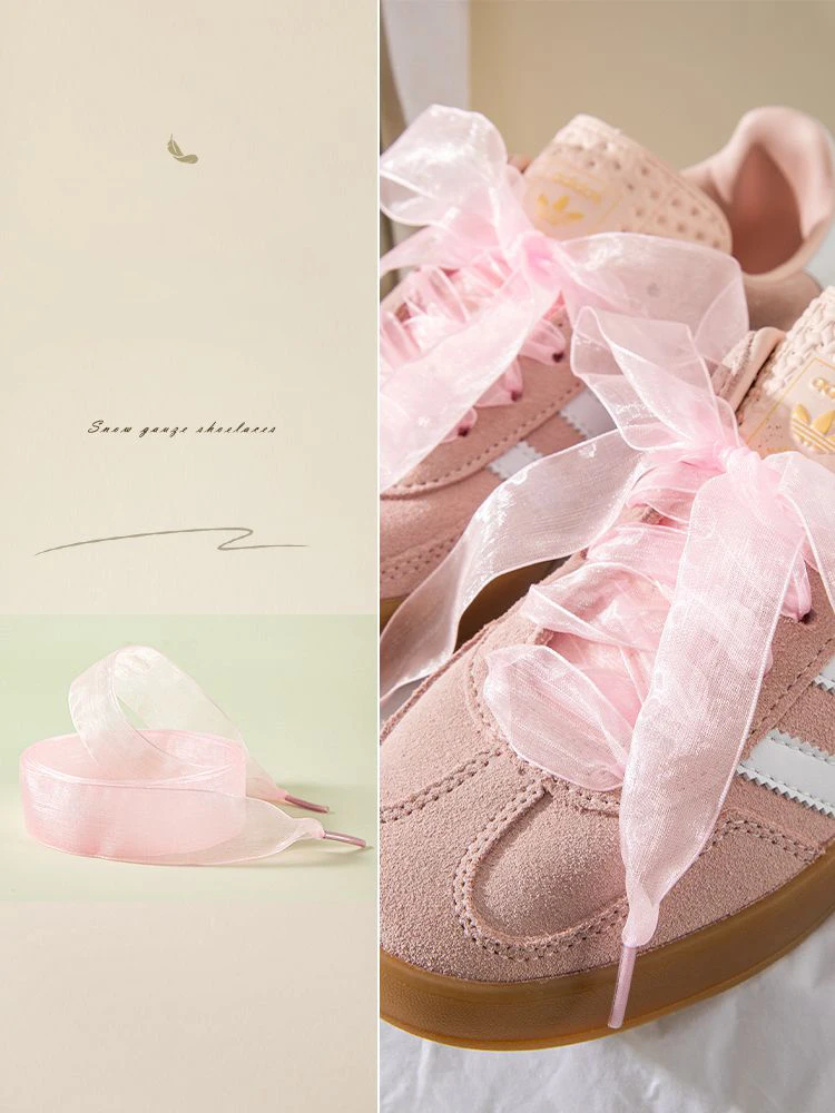 Flache Seidenschnürsenkel, Tüll-Gurtband, Schneeschnürsenkel für Turnschuhe, Ballett, Spitze, Chiffon-Garn, Schnürsenkel, Schuhe, Zubehör, 2,5 cm Breite Image