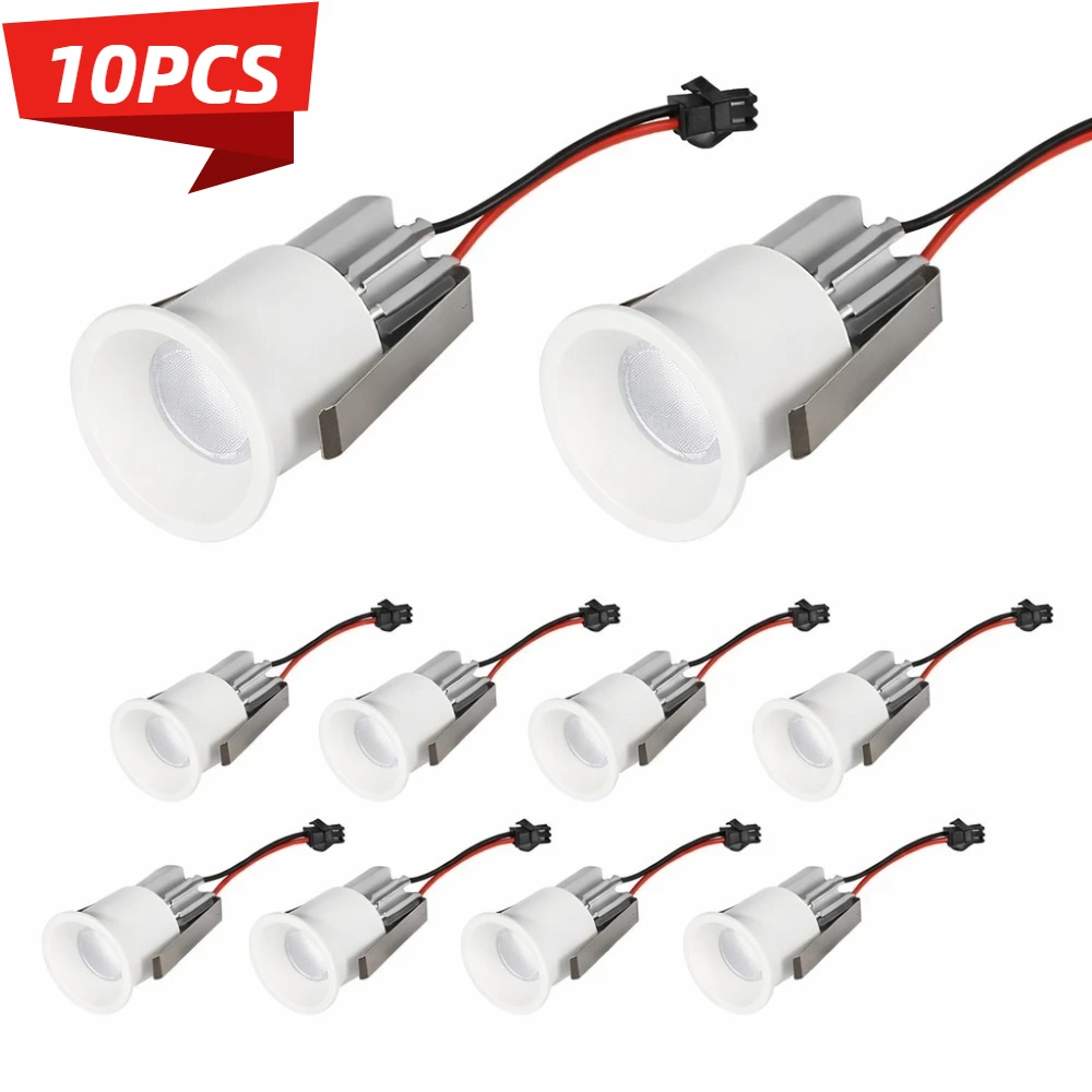 JOYINLED 10 Stück Mini LED-Einbaustrahler 3W Decken-Spot-Licht Schmuck-Display Deckeneinbaustrahler Vitrinenbeleuchtung Warmweiß