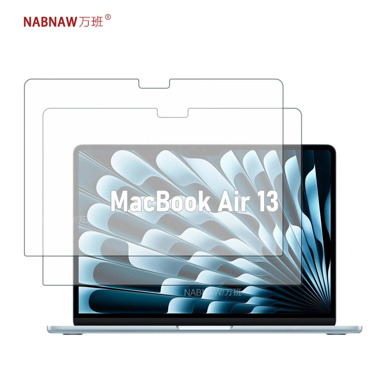 Für Apple MacBook Air 13 M5 Full HD Displayschutzfolie aus gehärtetem Glas auf MacBook Air13 M4 M3 M2, schadensfeste Abdeckung, 2-teilig Image