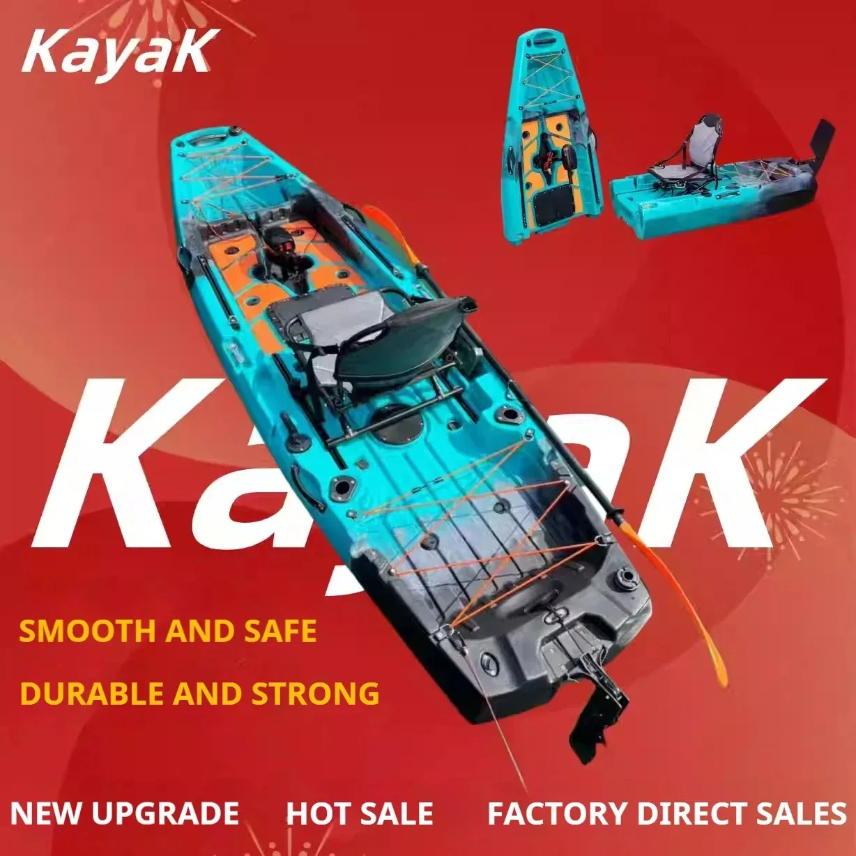 LLDPE Modulares Kajak-Kanu mit Pedal- und Elektroantrieb, Angelboot mit verstellbarem Sitz, Hartschalen-Floß, tragbar, rollgeformt Image