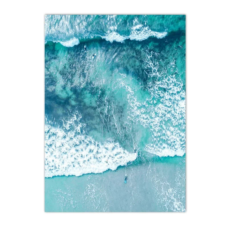 Strand Blau Ozean Welle Meer Wasser Surf Poster Und Drucke Küsten Meereslandschaft Leinwand Malerei Wand Kunst Bild Wohnzimmer Wohnkultur