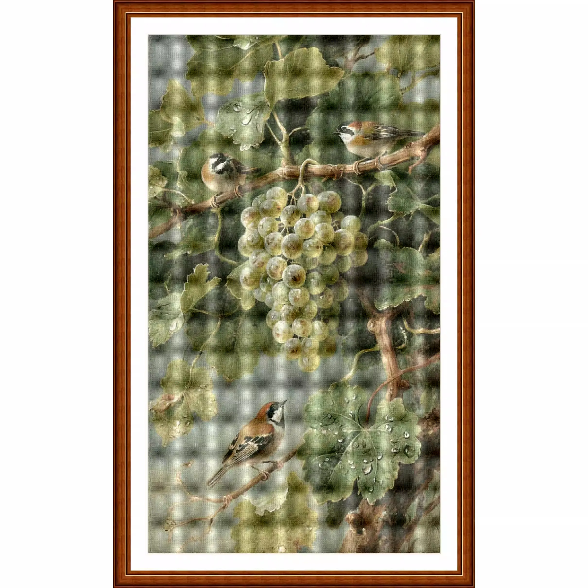 ZZ8341 Grape Birds 14CT 16CT 18CT, gedruckt auf Leinwand, Kreuzstich-DIY-Set, Handarbeit, Stickerei, 119 Farben Image