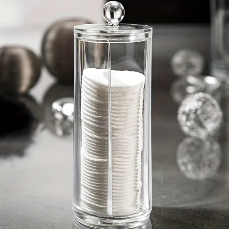 1 Stück transparenter Acrylbehälter, staubdichte Aufbewahrungsbox für Baumwolle, Desktop-Make-up-Organizer für kleine Gegenstände im Badezimmer, am Schminktisch