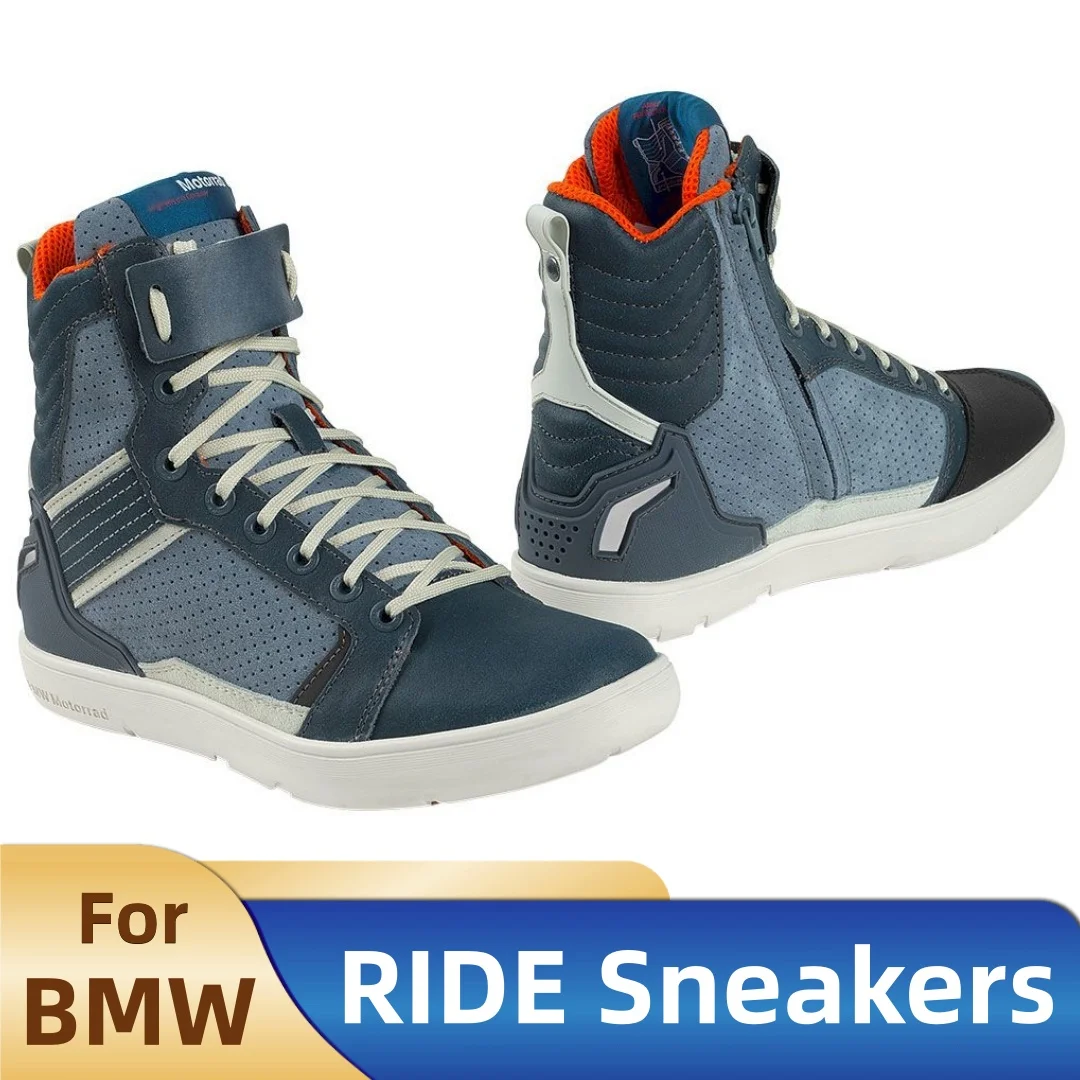 Luxusmarke RIDE Leder-Sneakers für BMW Motorrad Reitstiefel Sommer Herren Freizeitschuhe Atmungsaktive Rutschfeste Motorradstiefel