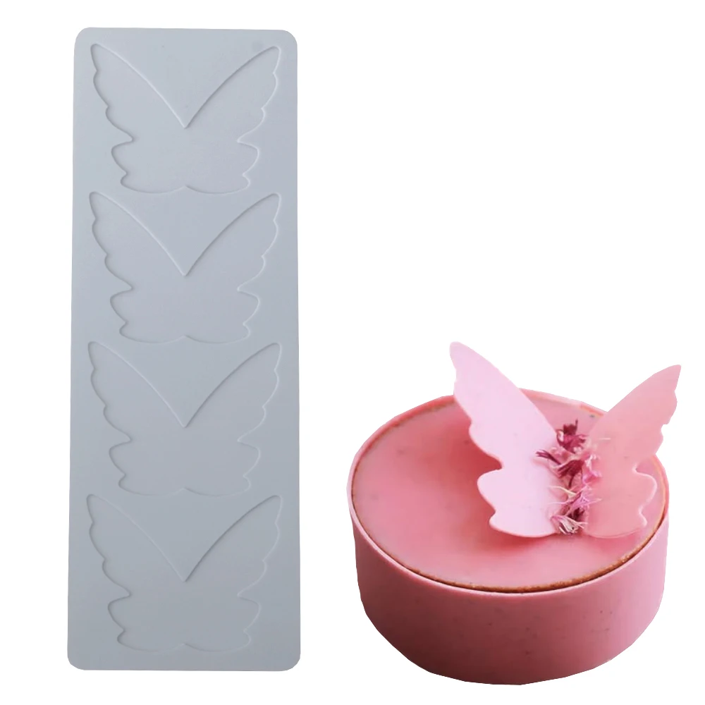 4-Hohlraum-Schmetterlingsflügel-Fondant-Spitzenmatte, molekulare Gastronomie, Überzug, Dekor, Schokolade, knusprige französische Backform Image