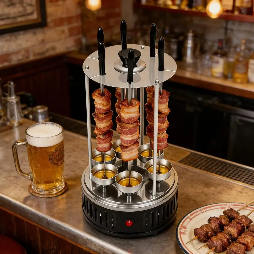 Vertikaler Elektrogrill mit 6 Spießen, Rotisserie-Ofen aus Edelstahl, Indoor-Grill für Küche, BBQ und Braten zu Hause Image