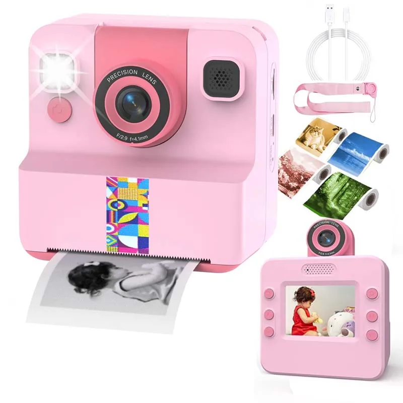 Farbdruck-Kamera für Kinder Sofortbildkamera 1080P Thermodruck Spielzeugkamera Foto-Video-Spiele Kindergeschenk Image