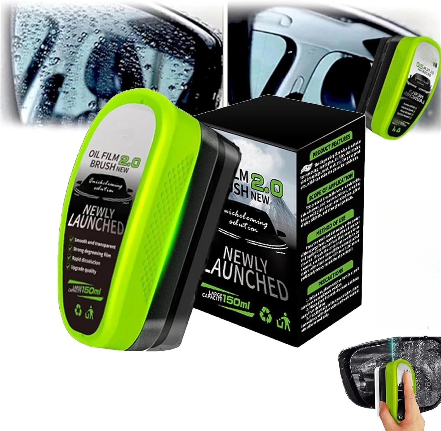 150ml Auto-Ölfilm-Reinigungsbürste Hydrophobe Glasbeschichtung für Windschutzscheibe Tragbares Effektives Ölfilm-Reinigungswerkzeug Image