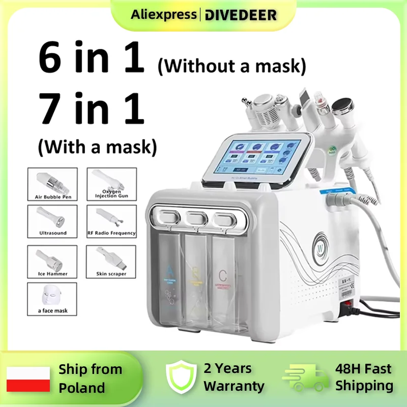 DIVEDEER Wasserstoff-Sauerstoff Kleinblasen-Mikrodermabrasion Aqua Peel Schönheits-Gesichtsgerät mit Maske zur Gesichtshautreinigung Image