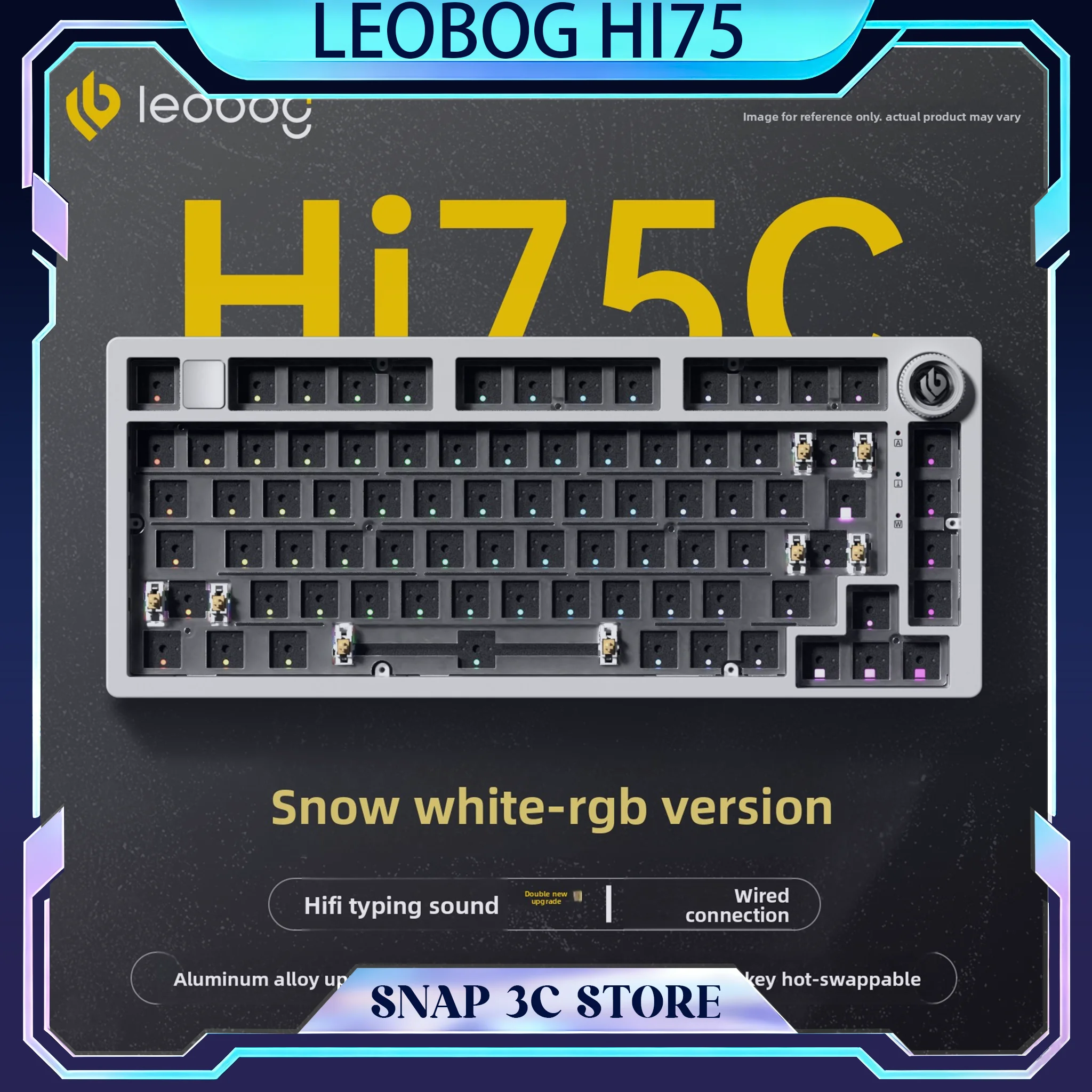 LEOBOG Hi75 Kit Tastiera Meccanica in Alluminio, Layout 75% Hot Swap, RGB Cablata con Manopola, Audio HiFi, Tastiere Personalizzate per Gaming PC