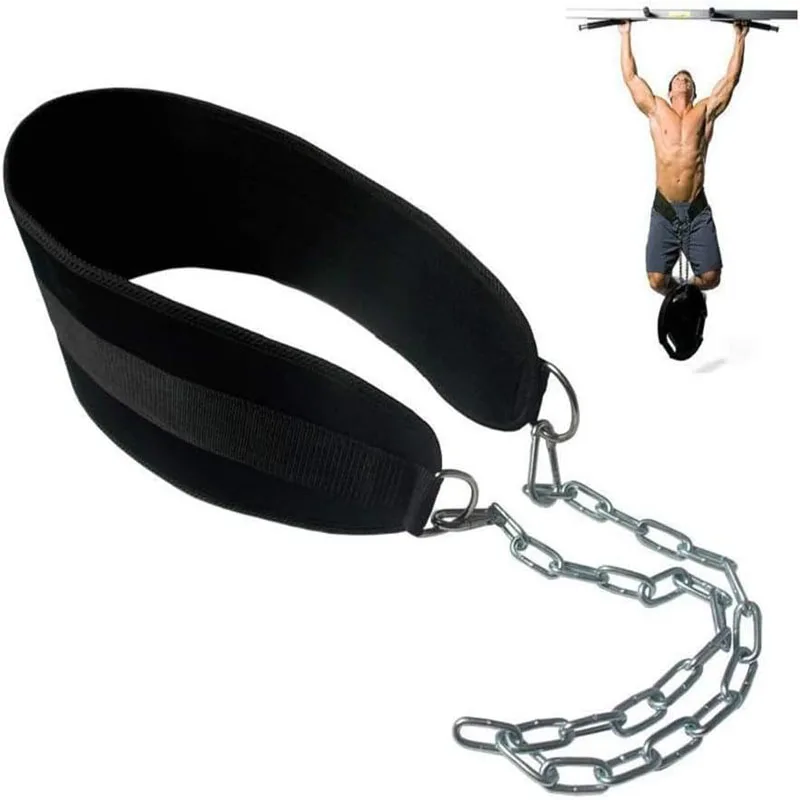 Pull-up-Gürtel gewichteter Tauch gürtel mit Kette Doppel-D-Ring Gewichtheben Rückens tütz gurt Heim-Fitness geräte Hüftgurt Image
