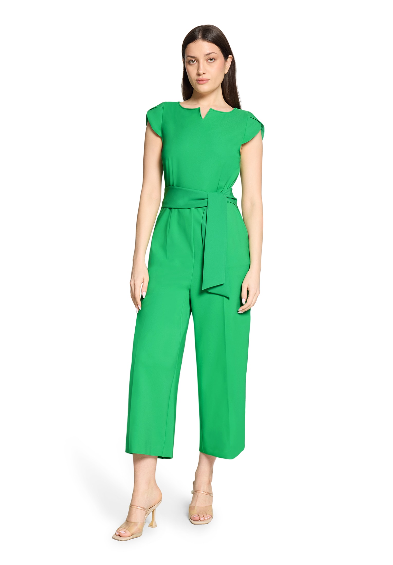 Overall BETTY BARCLAY "Damen mit Eingrifftaschen", Damen, Gr. 36, Normalgrößen, kelly grün, Obermaterial: 86% Polyester, 14% Elasthan, figurumspielend, Rundhals, Overalls Overall, Form Image